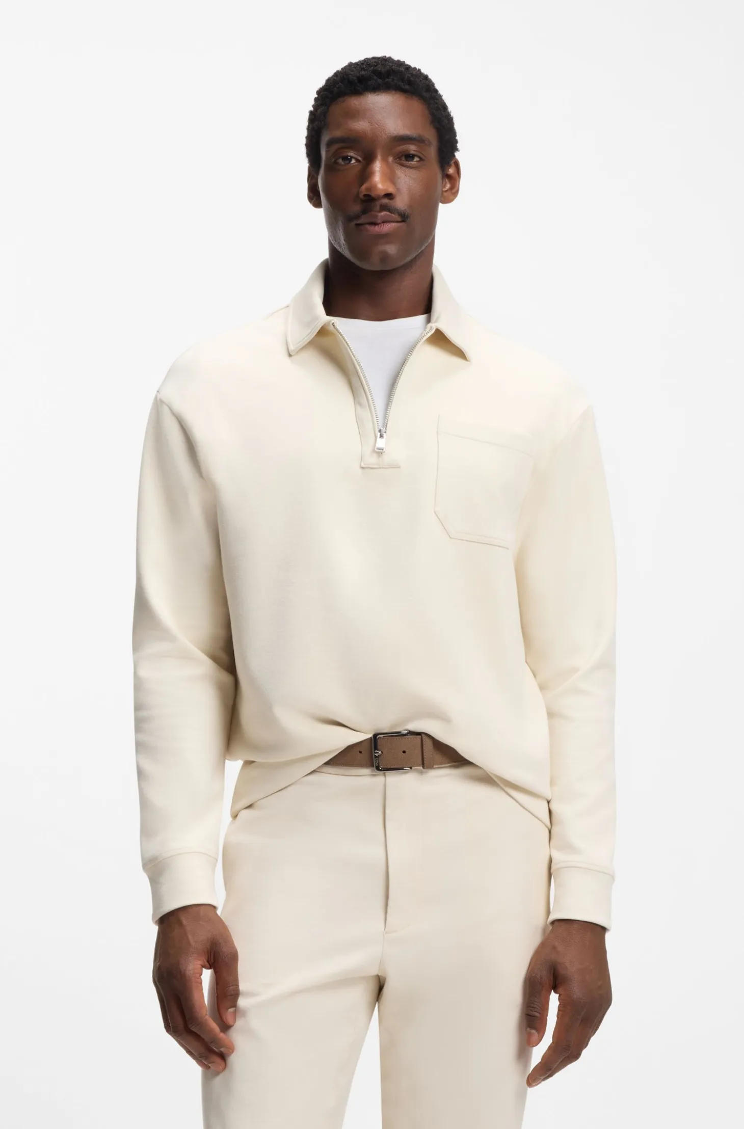 Sweatshirt aus angerautem Baumwoll-Mix mit Reißverschluss