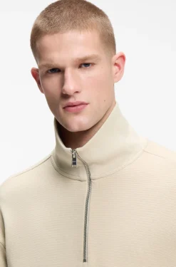 Sweatshirt aus Baumwolle mit kurzem Reißverschluss