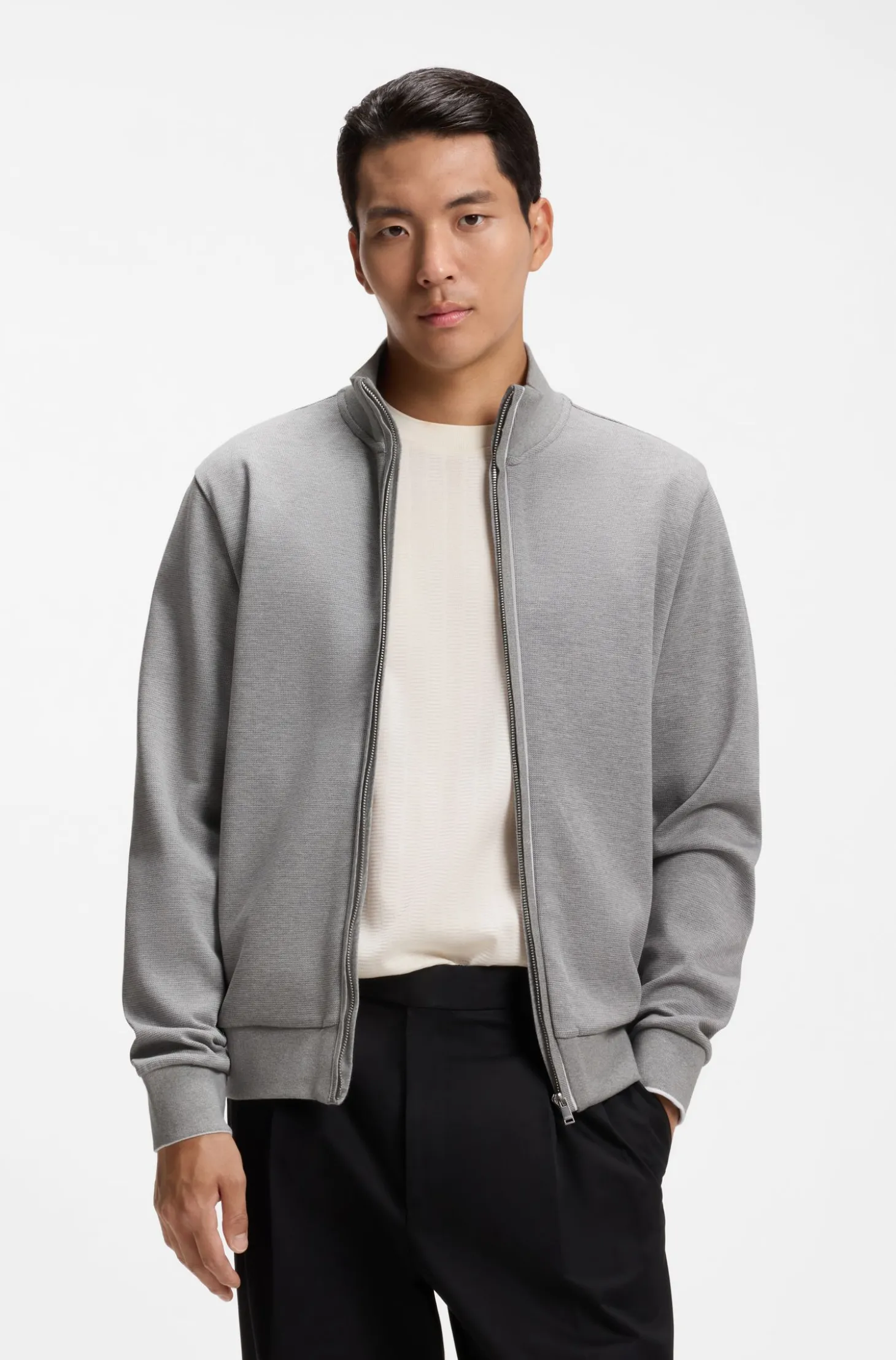 Sweatshirt aus Baumwolle mit Troyerkragen