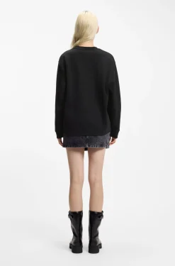 Sweatshirt aus Baumwolle mit Happy HUGO Logo aus Strasssteinen