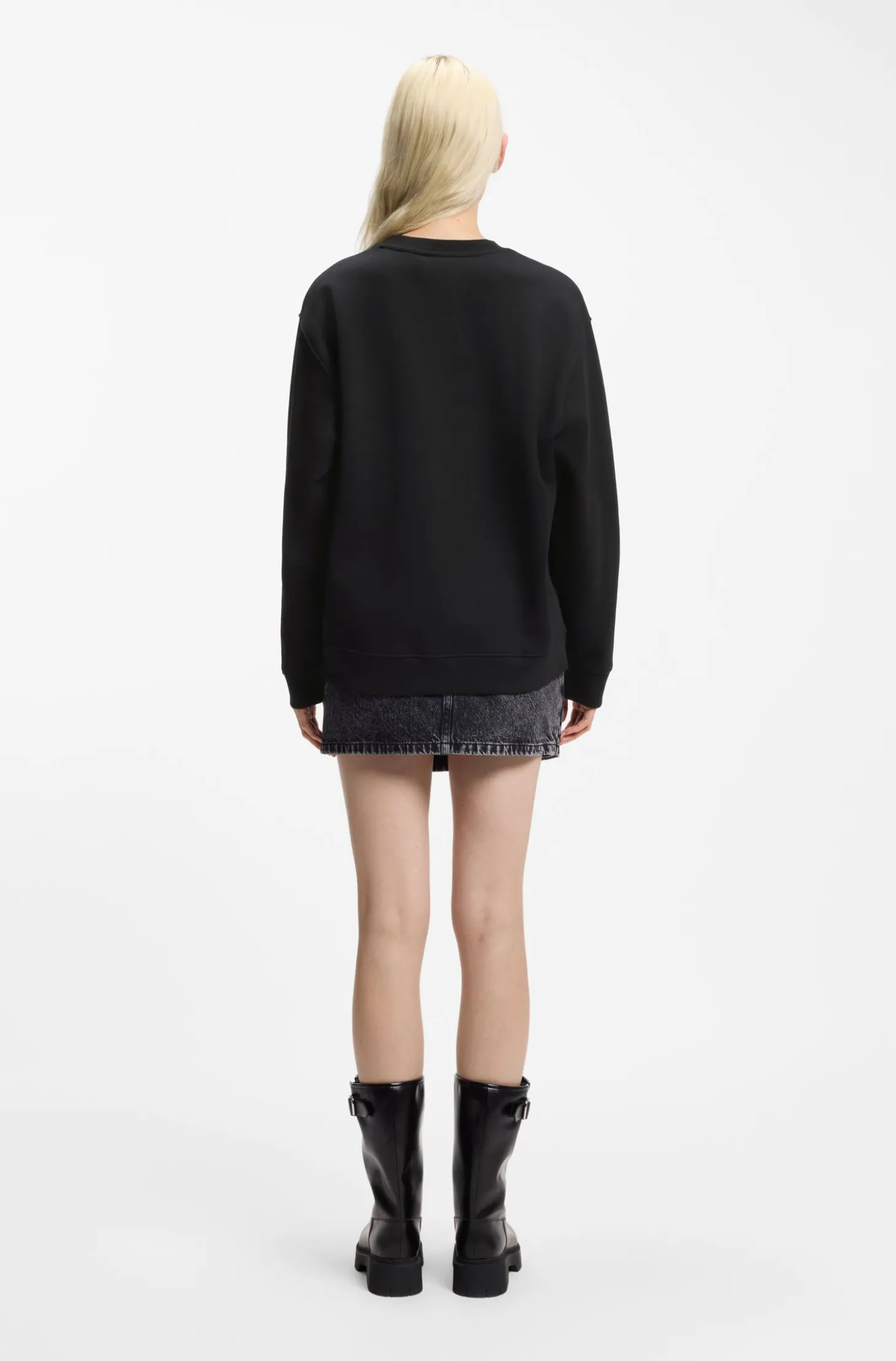 Sweatshirt aus Baumwolle mit Happy HUGO Logo aus Strasssteinen
