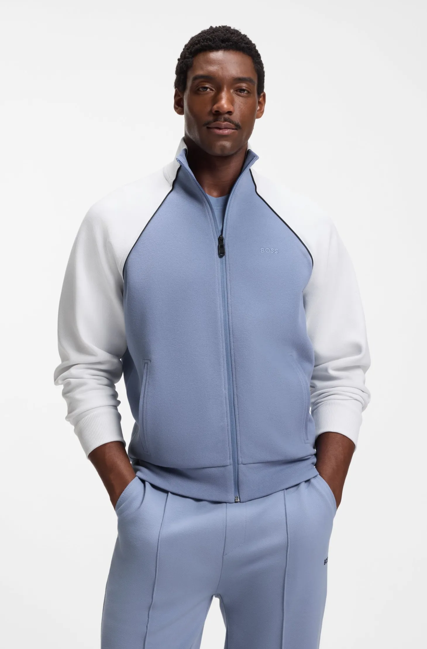 Sweatshirt aus Baumwoll-Mix mit kontrastfarbenen Paspeln
