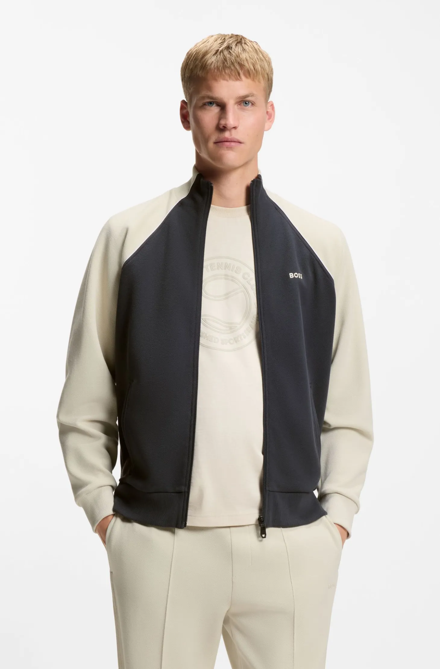 Sweatshirt aus Baumwoll-Mix mit kontrastfarbenen Paspeln