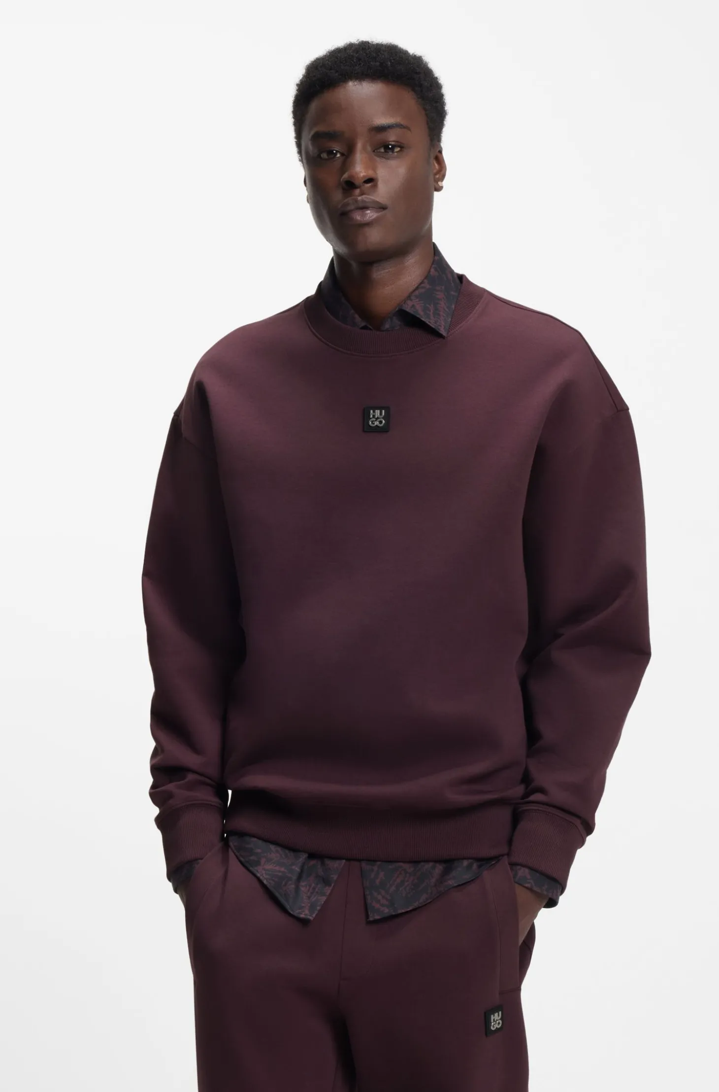 Sweatshirt aus Baumwoll-Mix mit Stack-Logo-Aufnäher