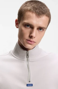 Sweatshirt aus Baumwoll-Terry mit Troyerkragen
