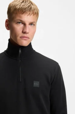 Sweatshirt aus Baumwoll-Terry mit Troyerkragen