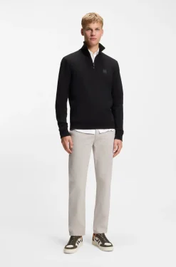 Sweatshirt aus Baumwoll-Terry mit Troyerkragen