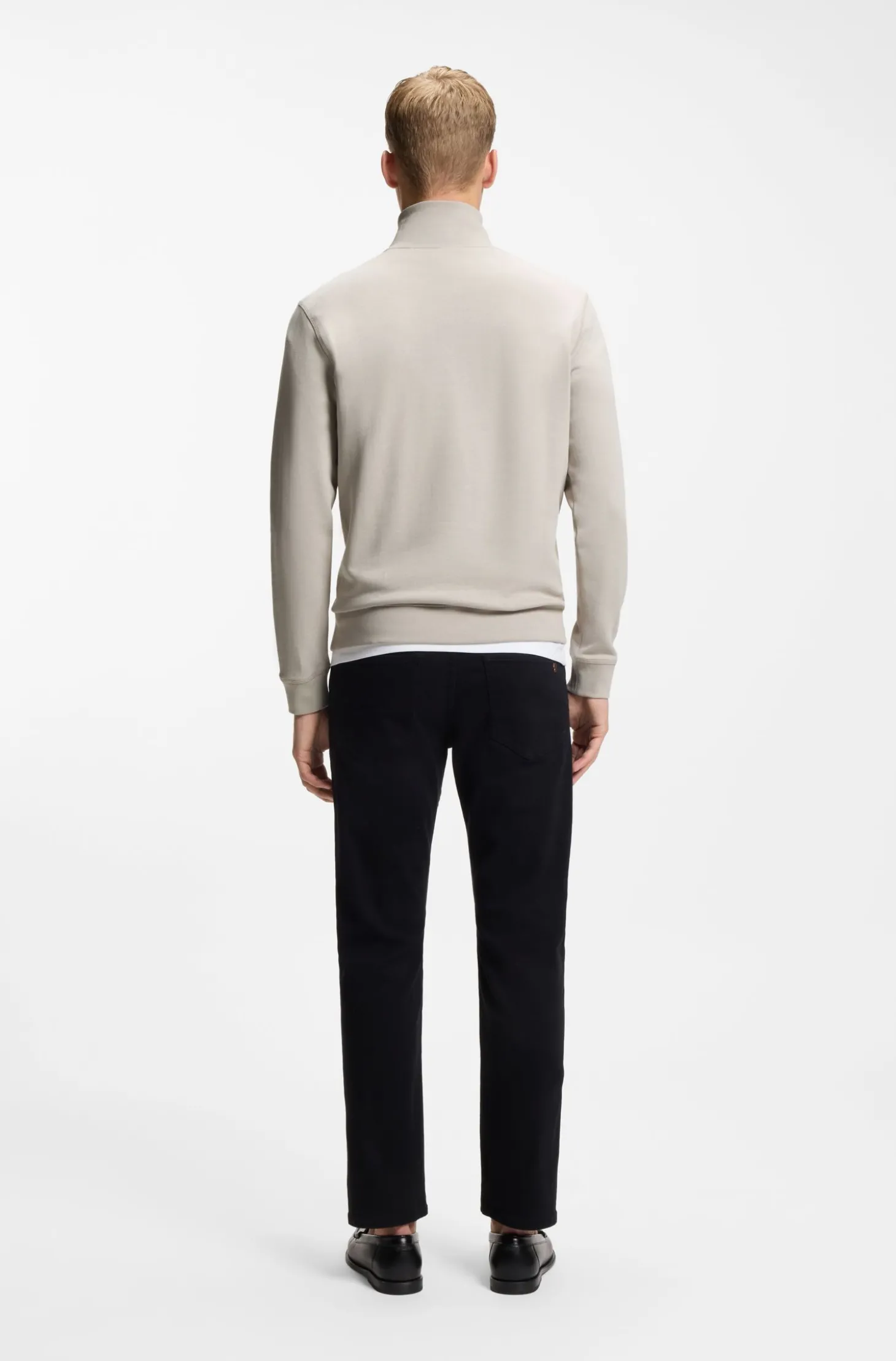 Sweatshirt aus Baumwoll-Terry mit Troyerkragen