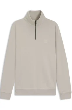 Sweatshirt aus Baumwoll-Terry mit Troyerkragen