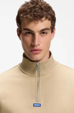 Sweatshirt aus Baumwoll-Terry mit Troyerkragen