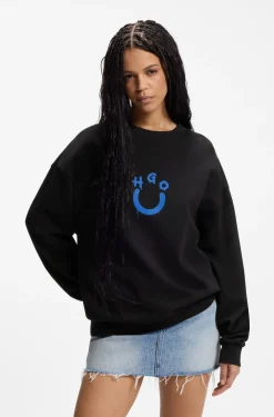 Sweatshirt aus Baumwoll-Terry mit Happy HUGO