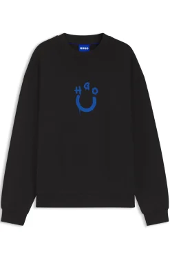 Sweatshirt aus Baumwoll-Terry mit Happy HUGO
