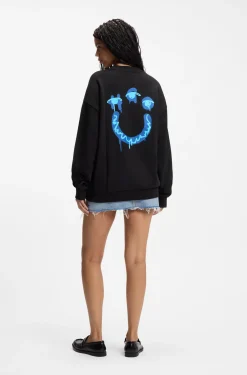 Sweatshirt aus Baumwoll-Terry mit Happy HUGO
