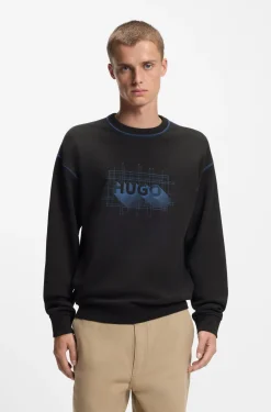 Sweatshirt aus Baumwoll-Terry mit Logo und kontrastfarbenen Nähten