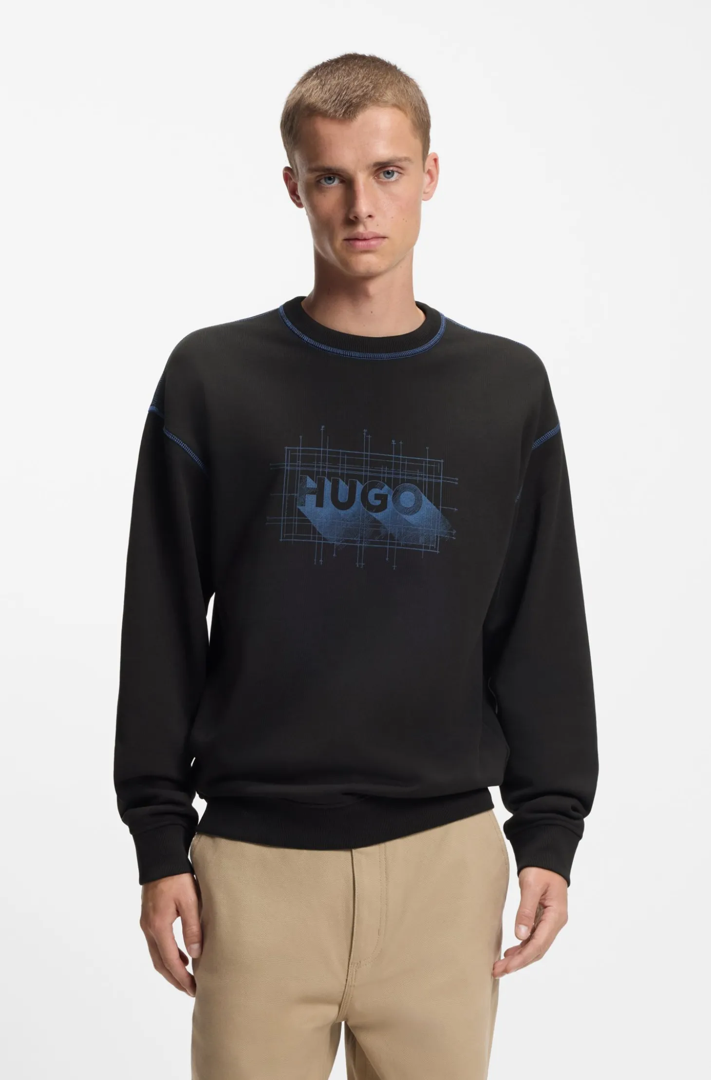Sweatshirt aus Baumwoll-Terry mit Logo und kontrastfarbenen Nähten