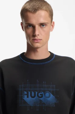 Sweatshirt aus Baumwoll-Terry mit Logo und kontrastfarbenen Nähten