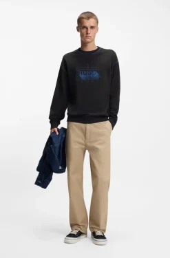 Sweatshirt aus Baumwoll-Terry mit Logo und kontrastfarbenen Nähten
