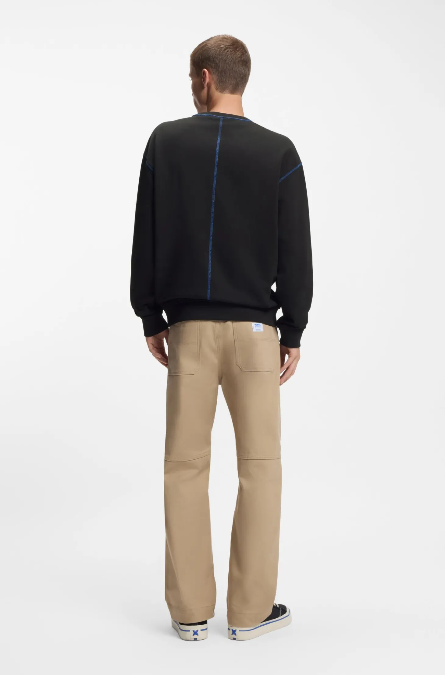 Sweatshirt aus Baumwoll-Terry mit Logo und kontrastfarbenen Nähten