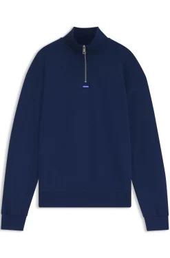 Sweatshirt aus Baumwoll-Terry mit Troyerkragen
