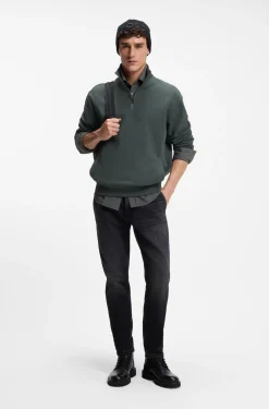 Sweatshirt aus Baumwoll-Terry mit kurzem Reißverschluss