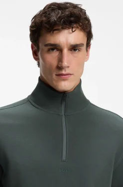 Sweatshirt aus Baumwoll-Terry mit kurzem Reißverschluss