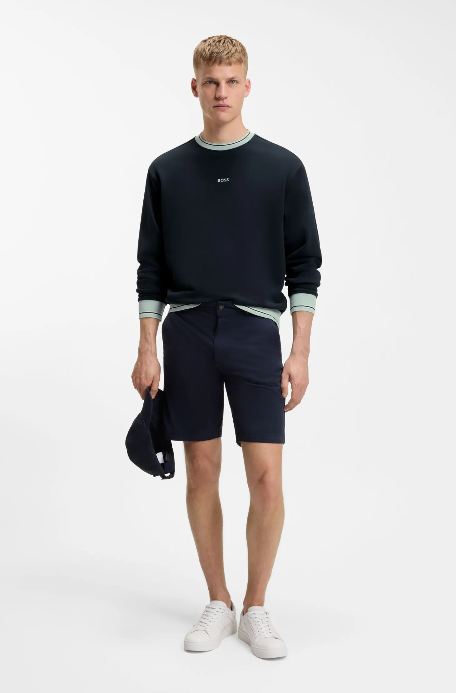 Sweatshirt aus Baumwoll-Terry mit Kontrast-Details