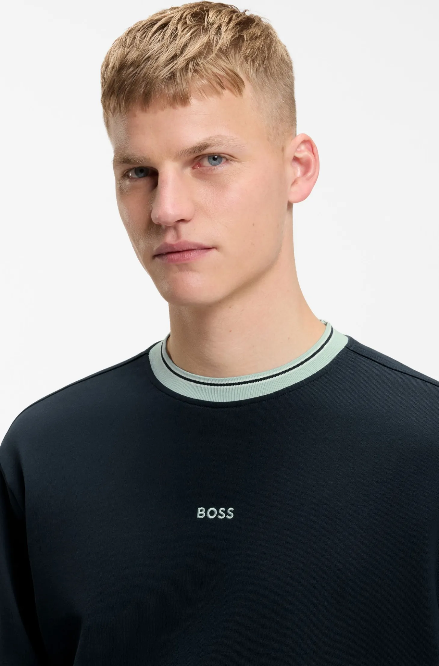 Sweatshirt aus Baumwoll-Terry mit Kontrast-Details