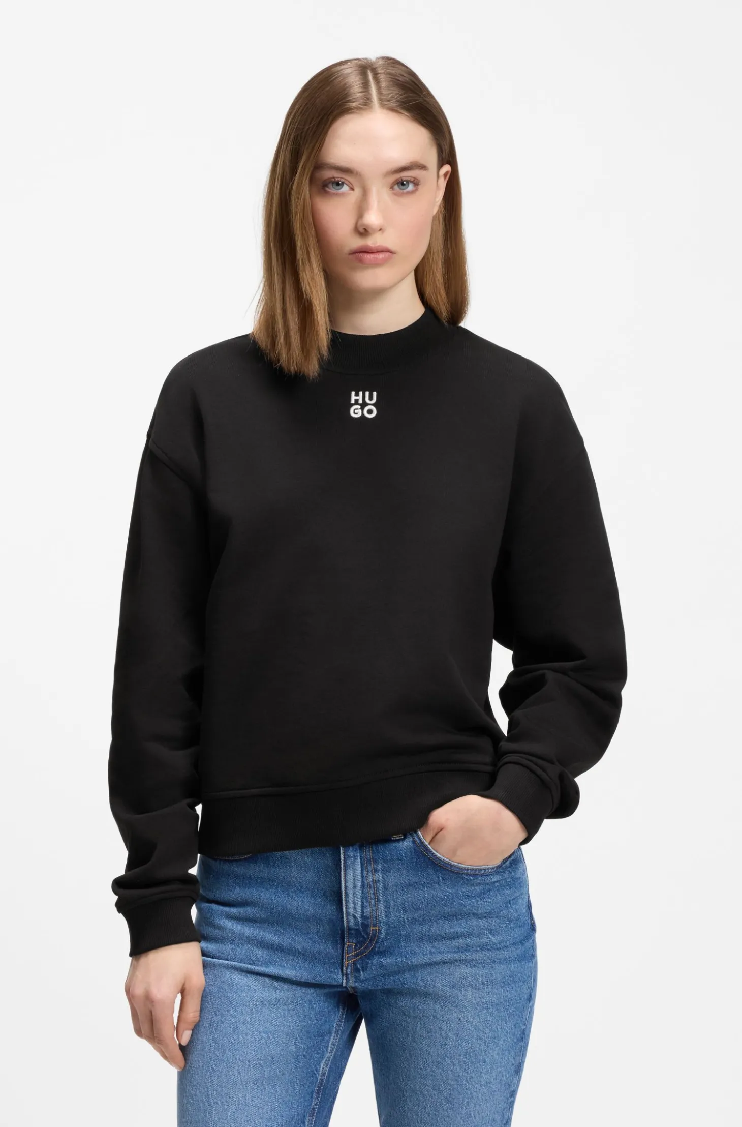 Sweatshirt aus Baumwoll-Terry mit Stack-Logo-Stickerei