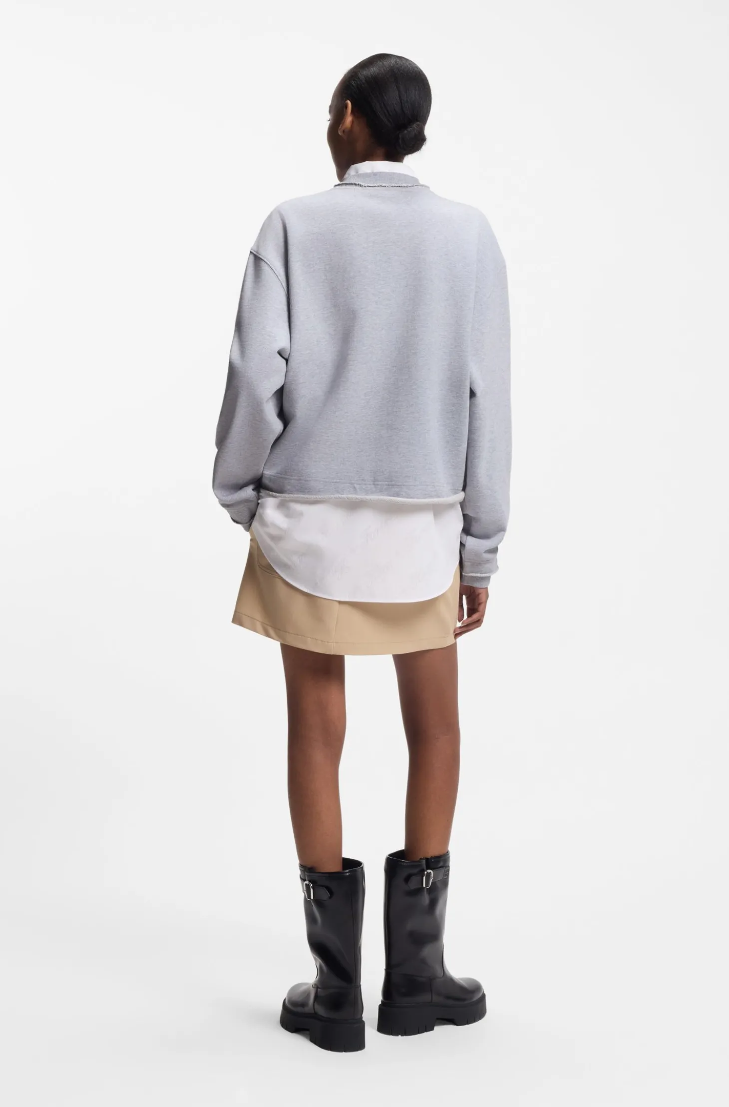 Sweatshirt aus Baumwoll-Terry mit Logo-Kragen