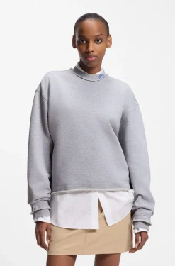 Sweatshirt aus Baumwoll-Terry mit Logo-Kragen