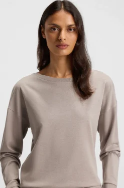 Sweatshirt aus meliertem Jersey mit U-Boot-Ausschnitt und Logo-Applikation