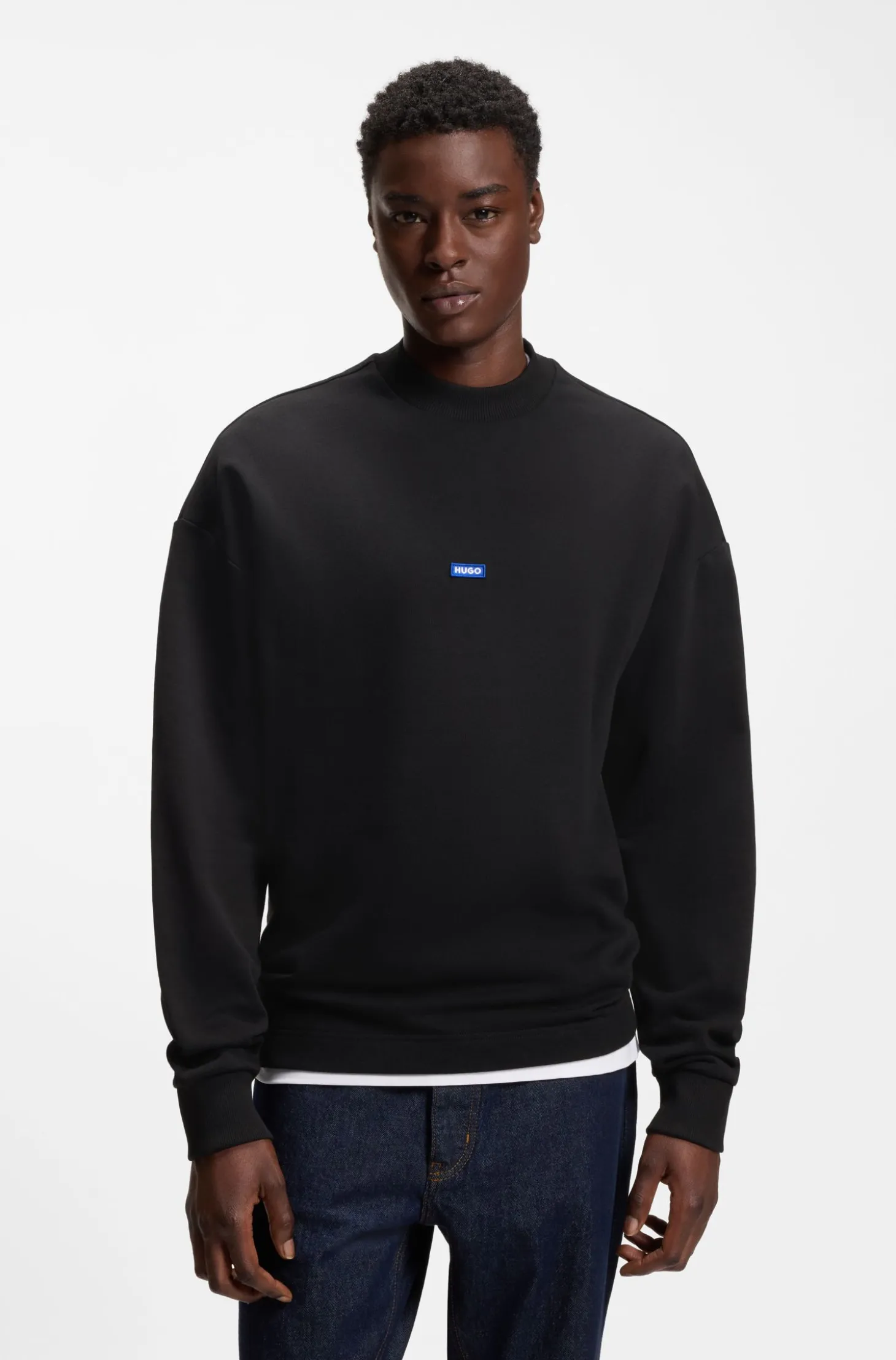 Sweatshirt aus reiner Baumwolle mit Logo-Aufnäher