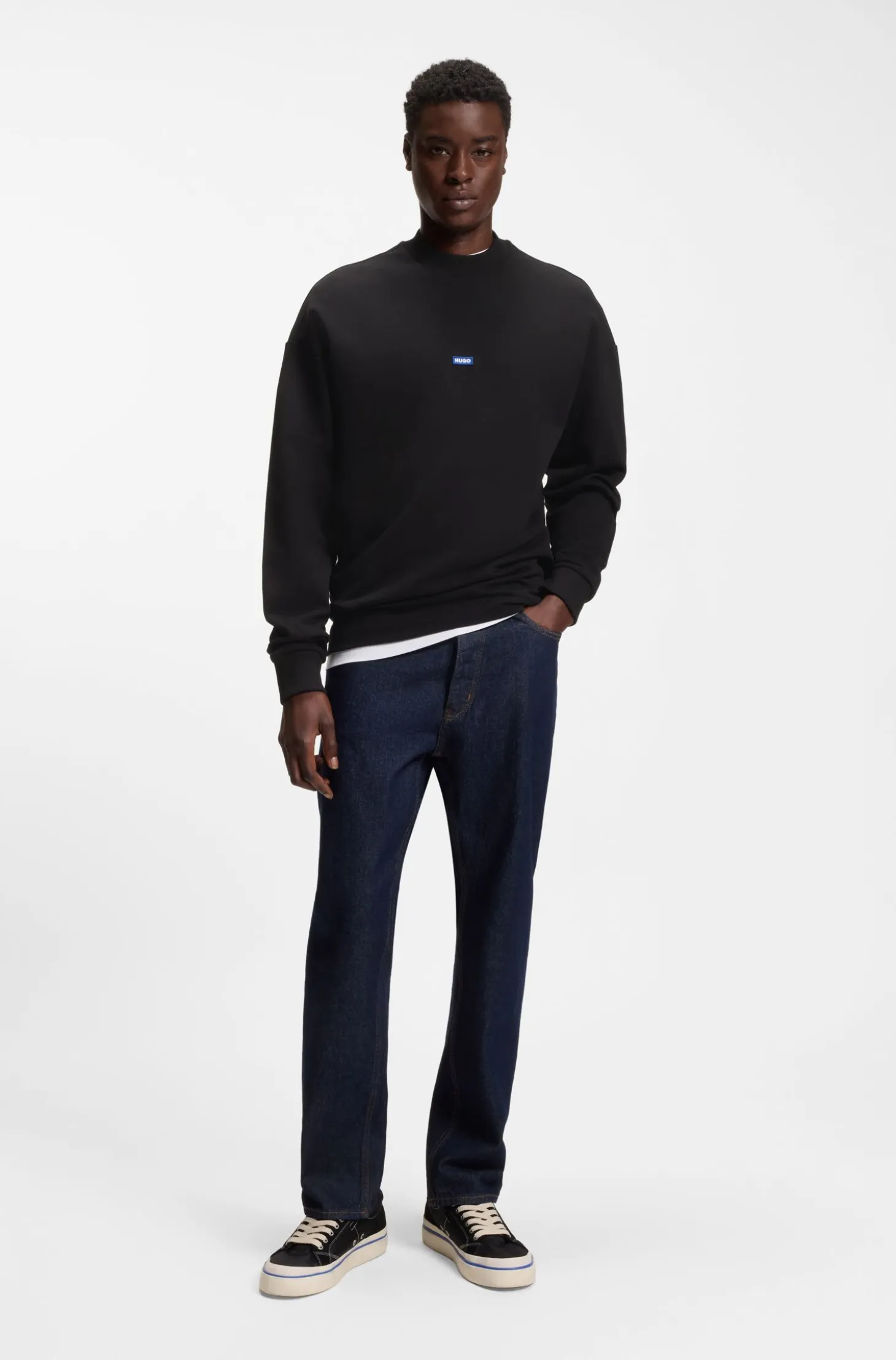 Sweatshirt aus reiner Baumwolle mit Logo-Aufnäher