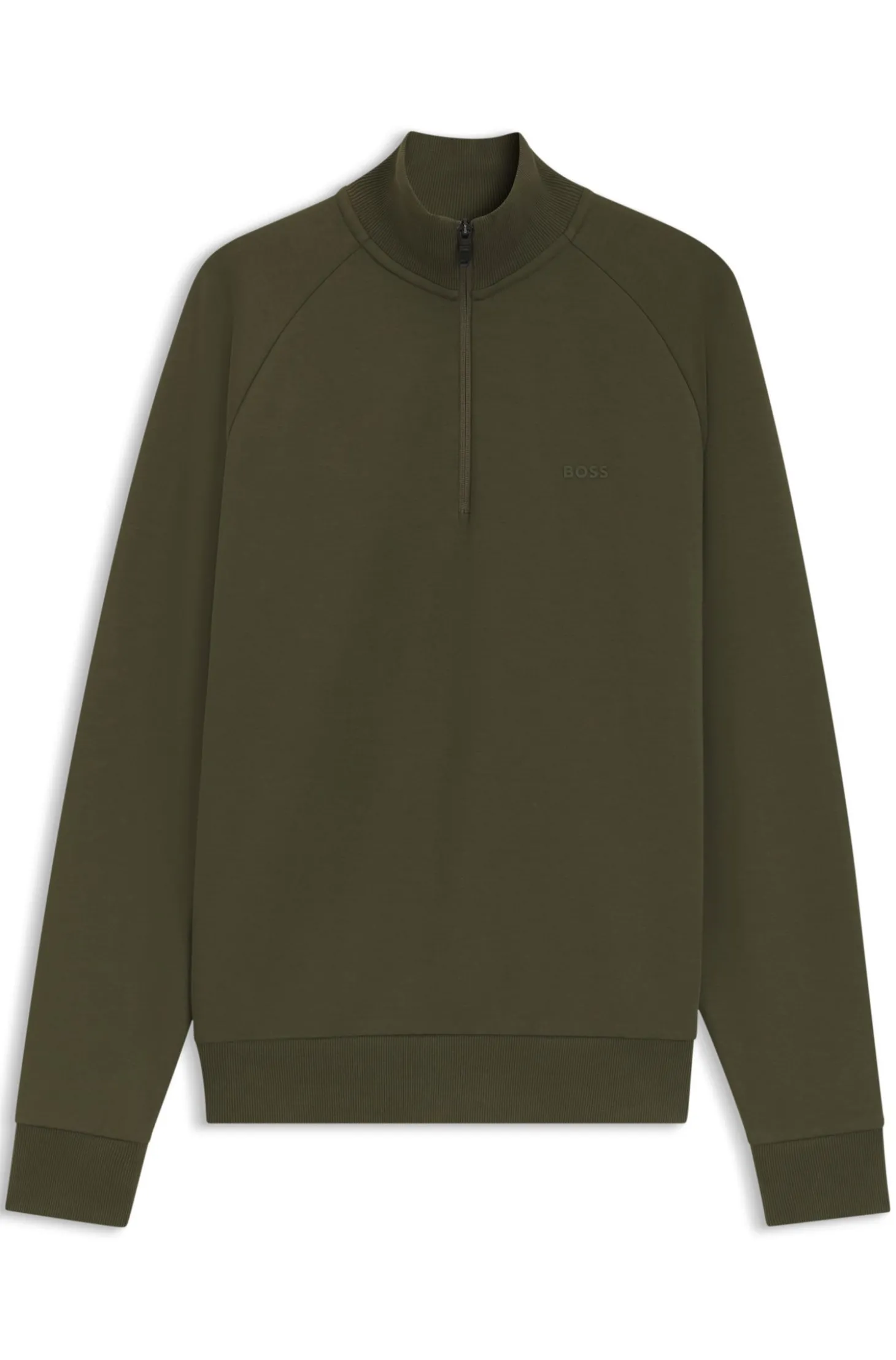 Sweatshirt aus Stretch-Baumwolle mit Troyerkragen