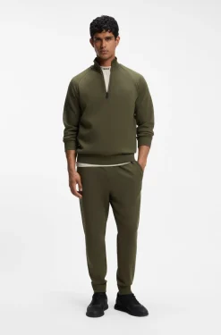 Sweatshirt aus Stretch-Baumwolle mit Troyerkragen
