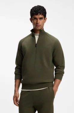 Sweatshirt aus Stretch-Baumwolle mit Troyerkragen