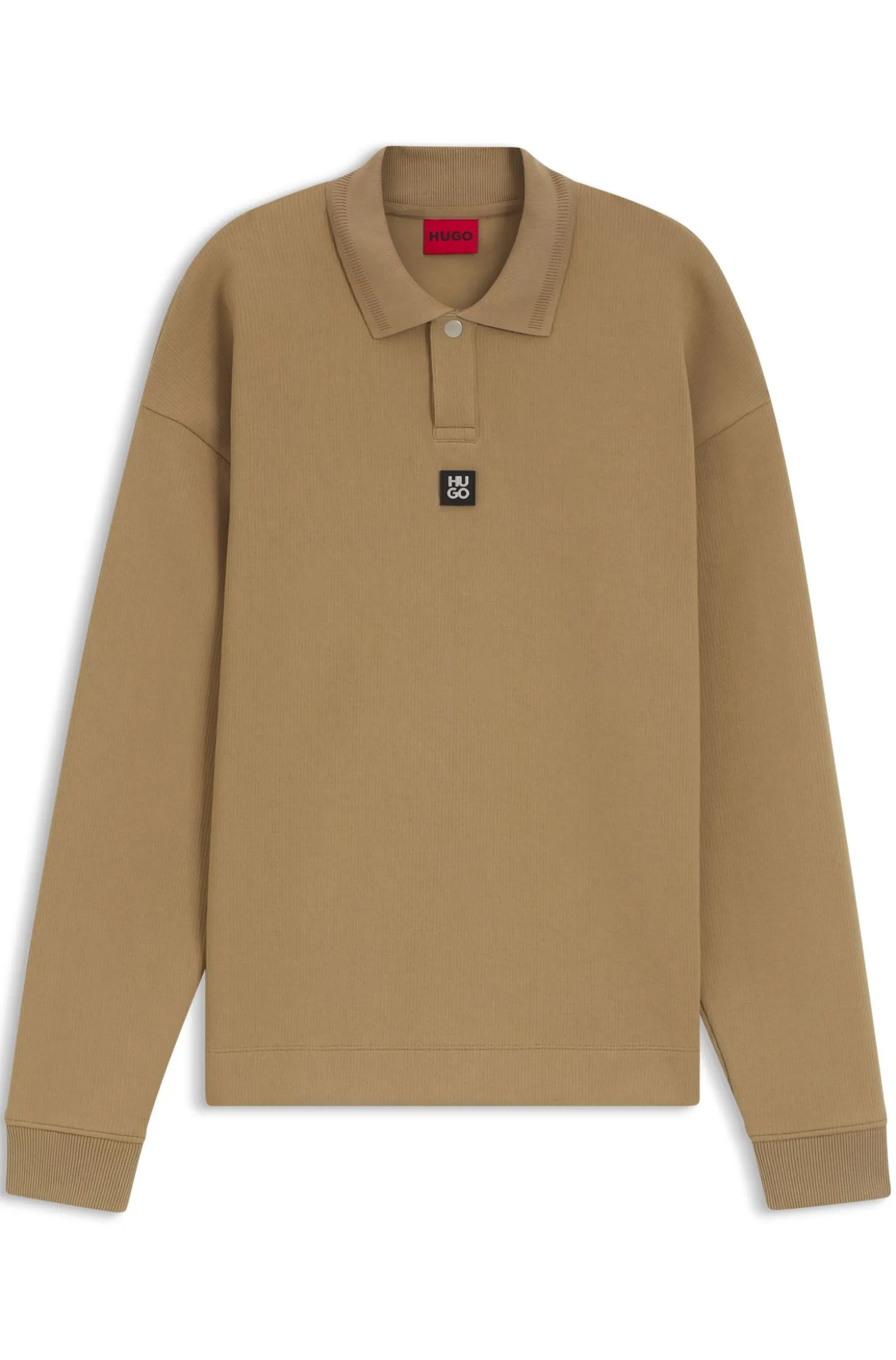 Sweatshirt aus strukturiertem Baumwoll-Mix mit Polokragen