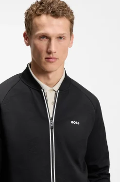 Sweatshirt mit Reißverschluss, Dreiecken in Jacquard-Struktur und gummiertem Logo