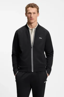 Sweatshirt mit Reißverschluss, Dreiecken in Jacquard-Struktur und gummiertem Logo