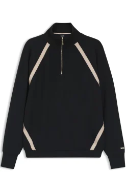 Sweatshirt mit Reißverschluss am Kragen und kontrastfarbenen Einsätzen