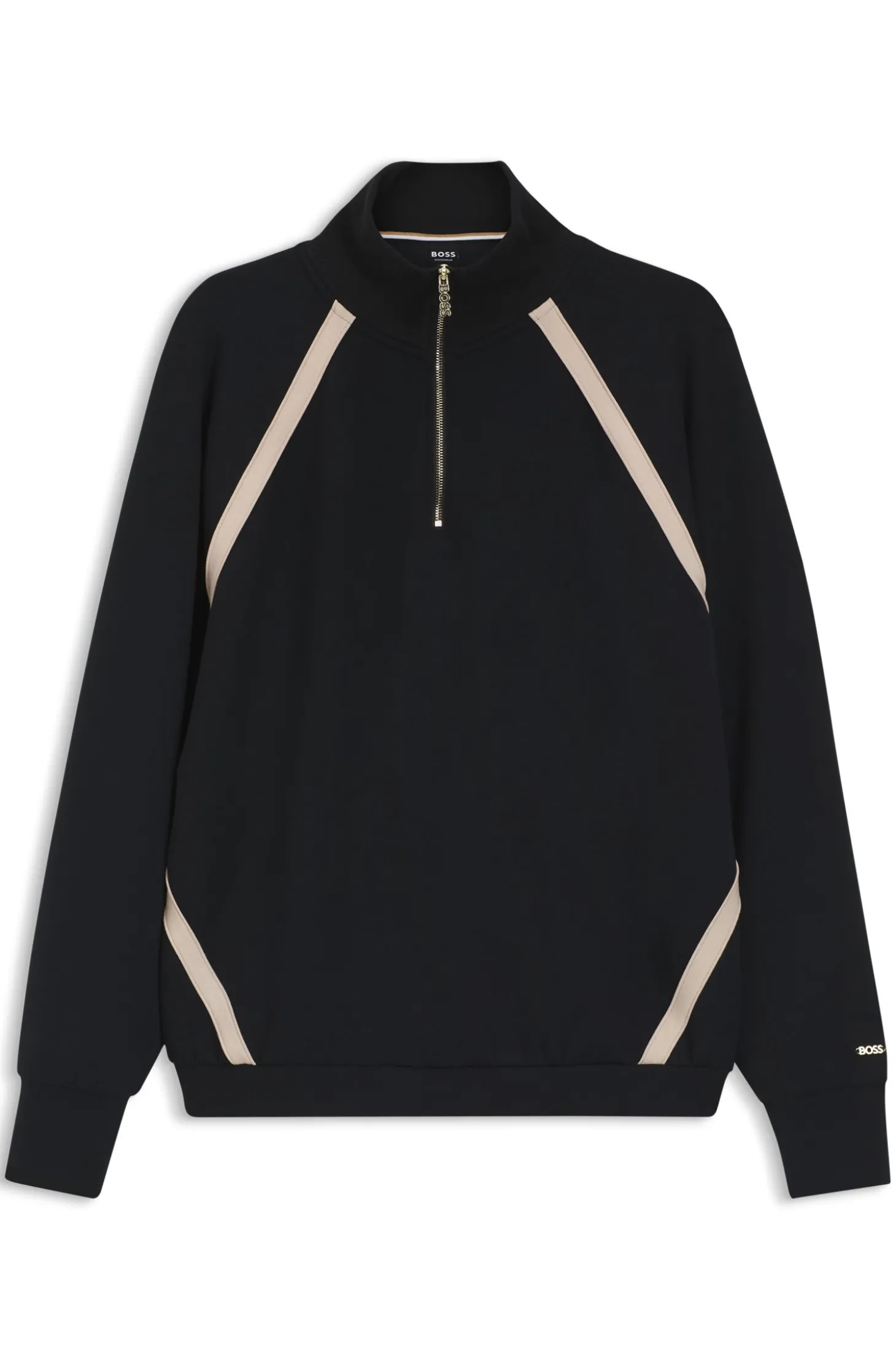 Sweatshirt mit Reißverschluss am Kragen und kontrastfarbenen Einsätzen
