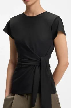 Tailliertes T-Shirt mit Knoten an der Taille