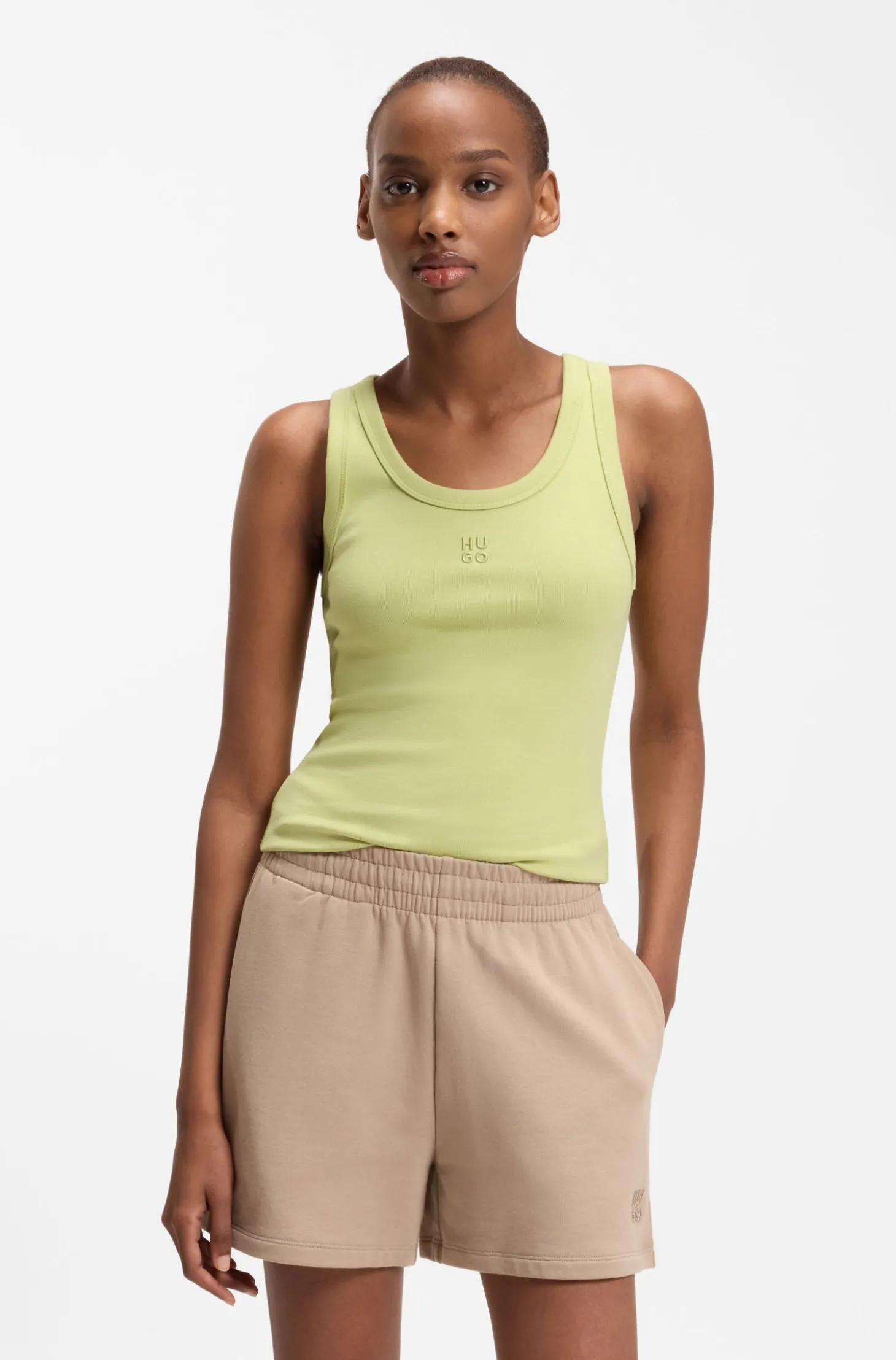 Tanktop aus Baumwoll-Mix mit Stack-Logo-Stickerei