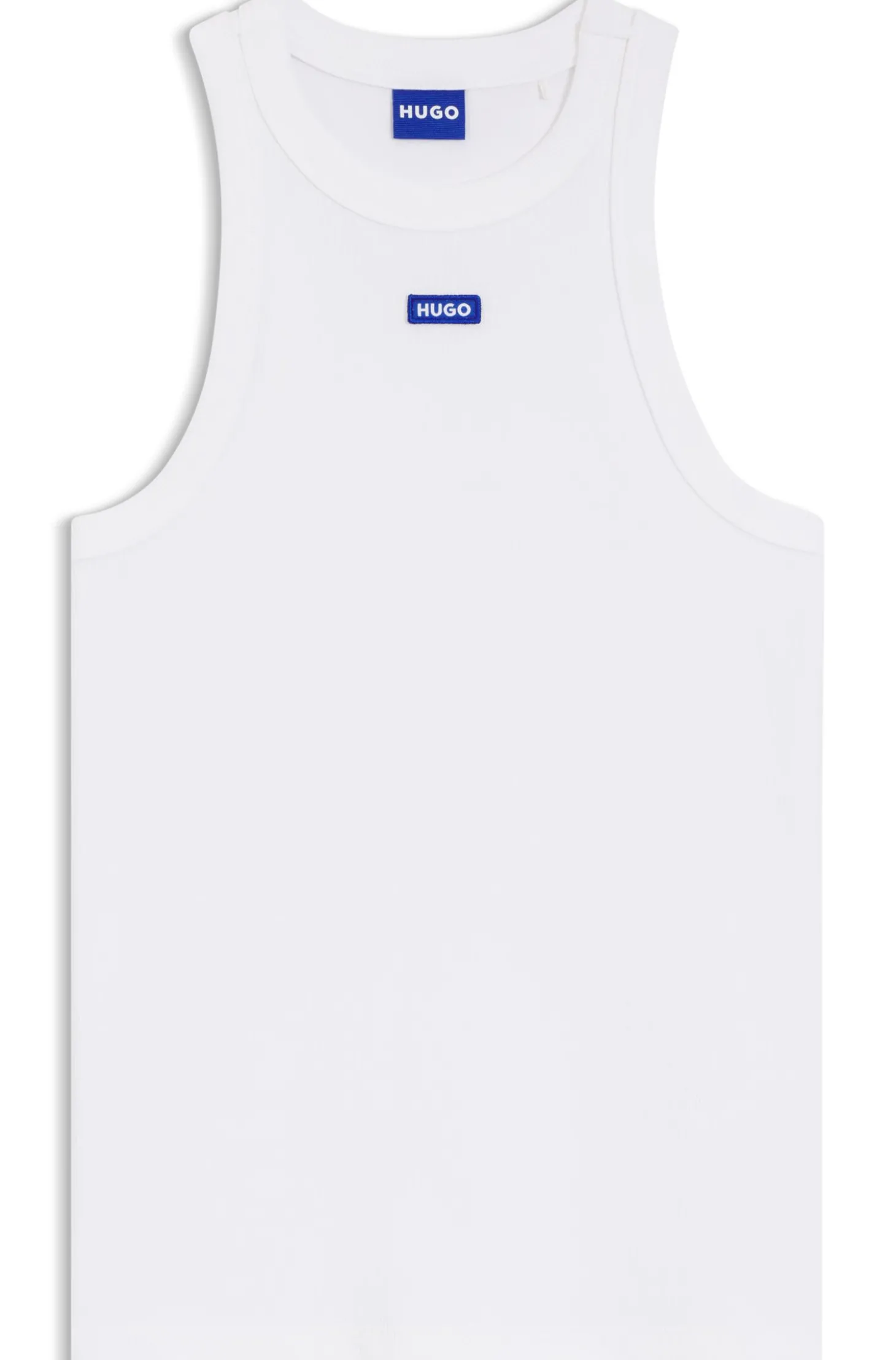 Tanktop aus Stretch-Baumwolle mit blauem Logo-Label