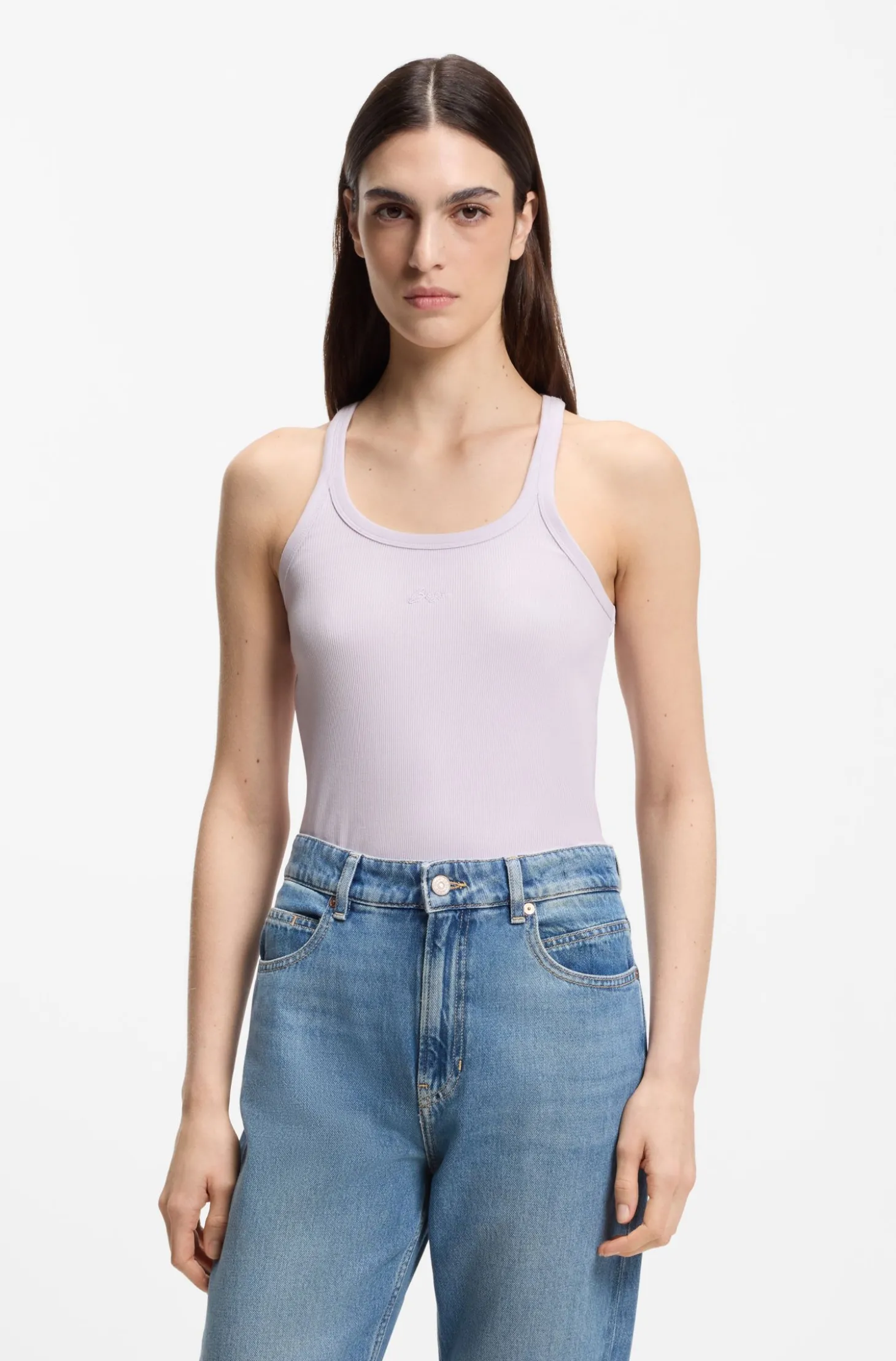 Tanktop aus Stretch-Baumwolle mit Racerback