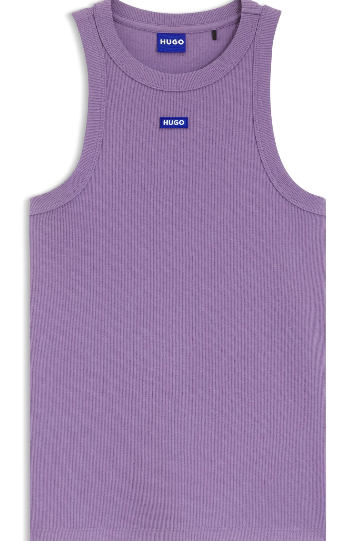 Tanktop aus Stretch-Baumwolle mit blauem Logo-Label