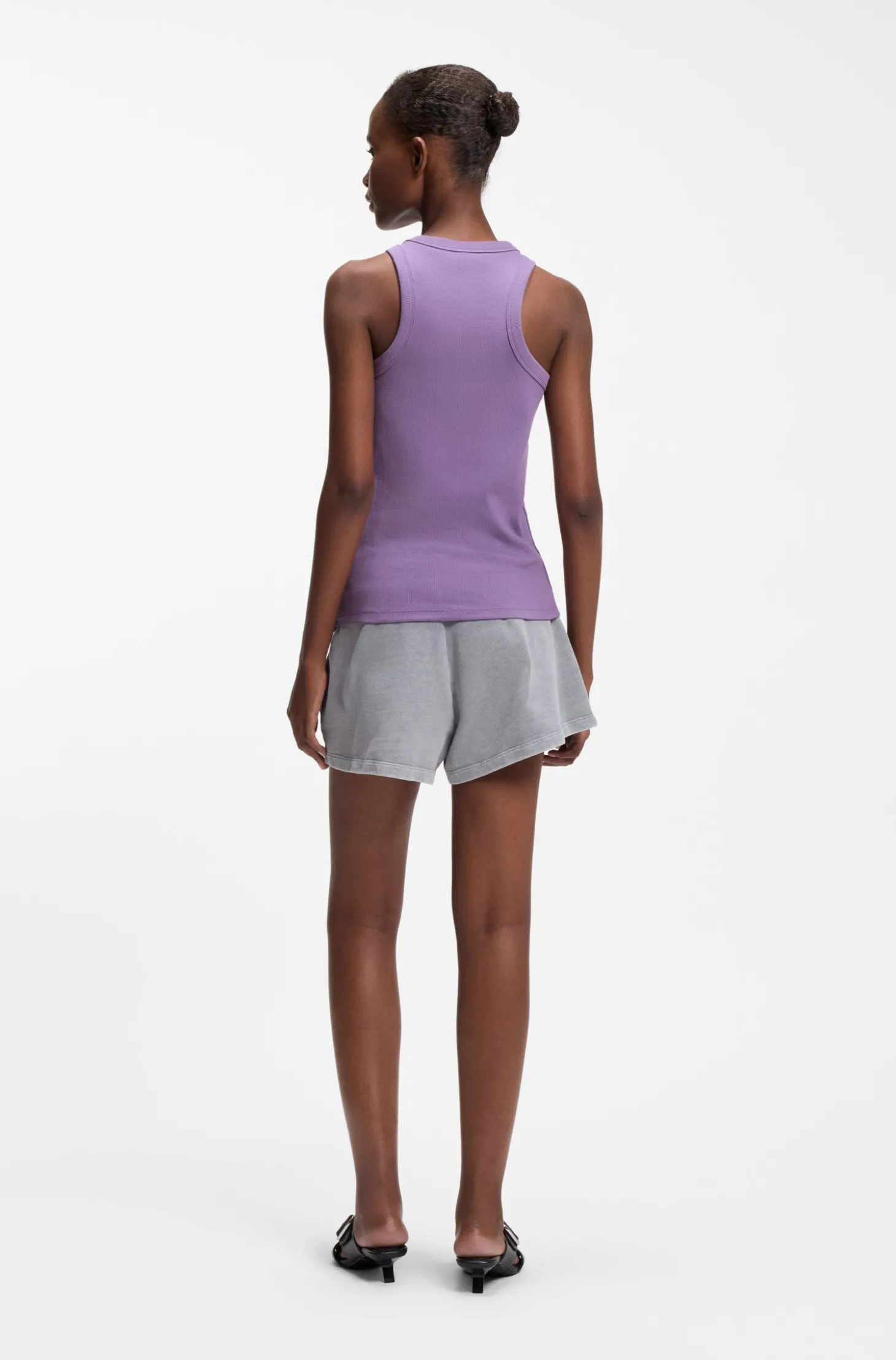 Tanktop aus Stretch-Baumwolle mit blauem Logo-Label