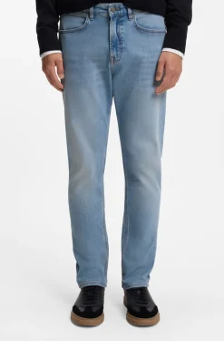 Tapered-Fit Jeans aus blauem Super-Stretch-Denim