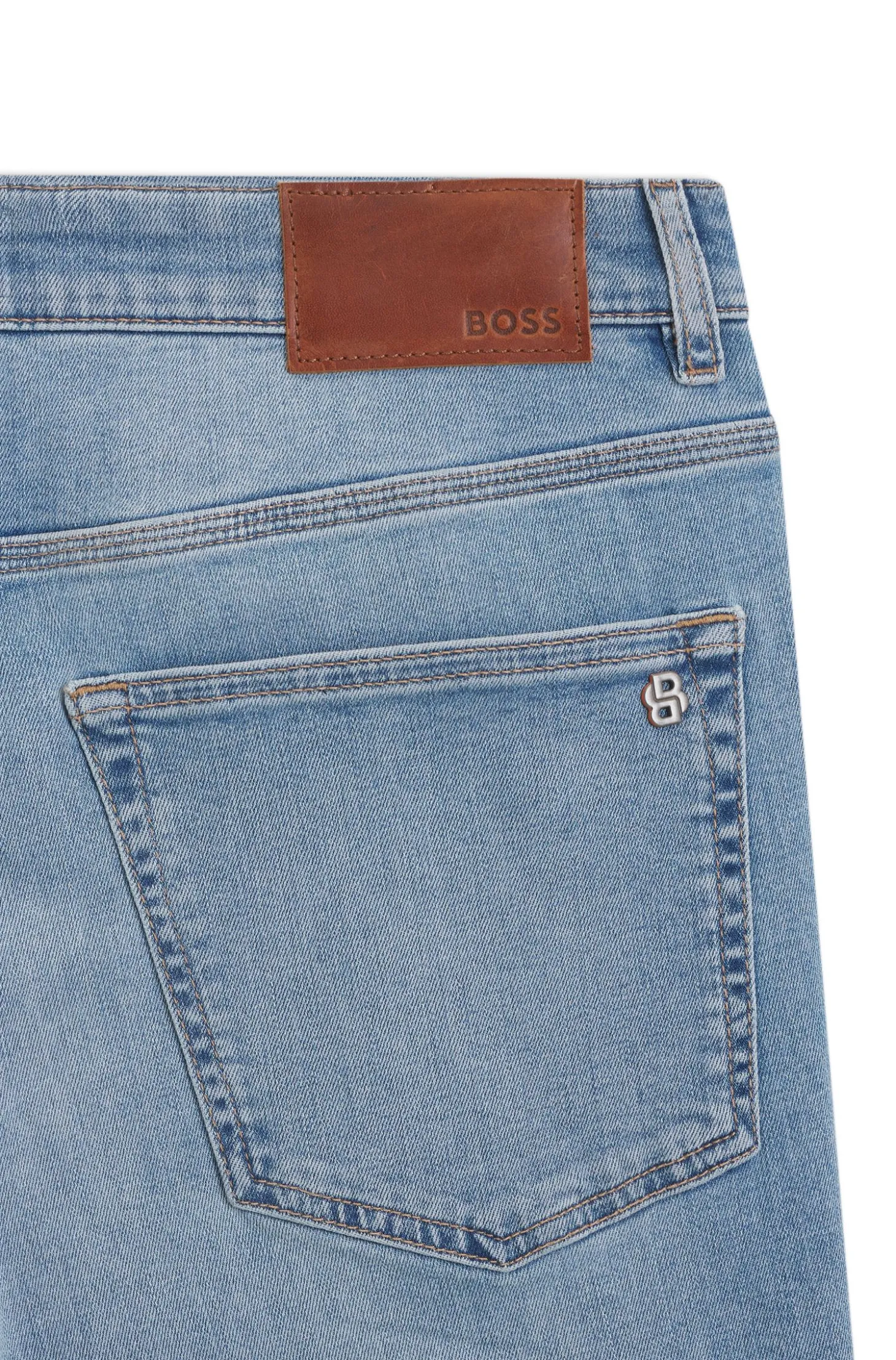 Tapered-Fit Jeans aus blauem Super-Stretch-Denim