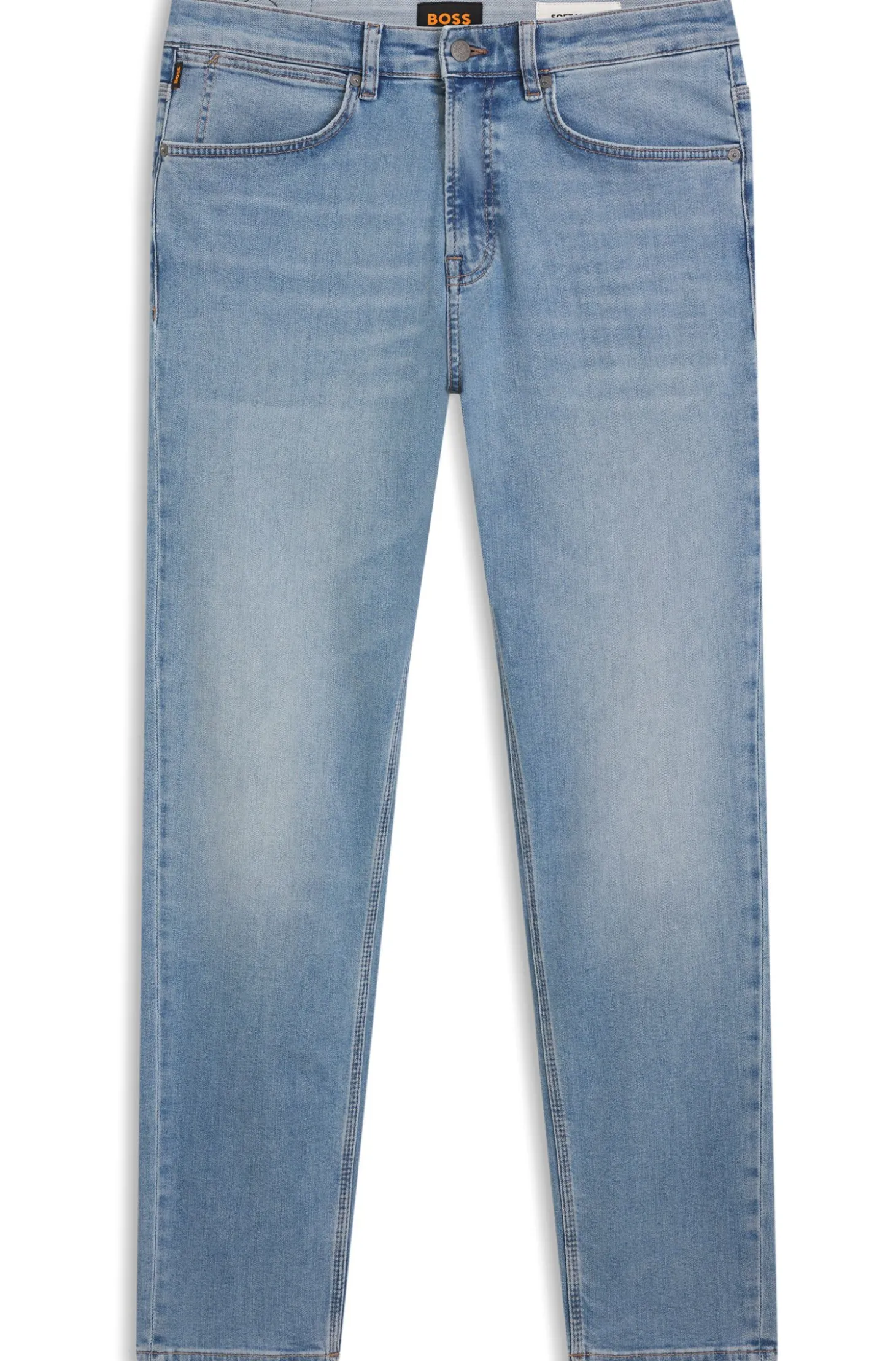 Tapered-Fit Jeans aus blauem Super-Stretch-Denim